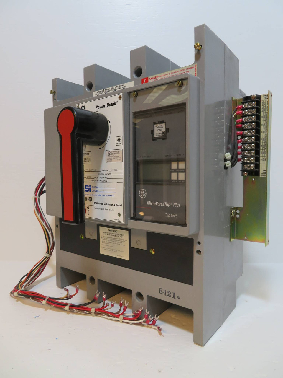 GE Power Break 1600A TP1616TTCR LI Circuit Breaker Aux 1600 Amp